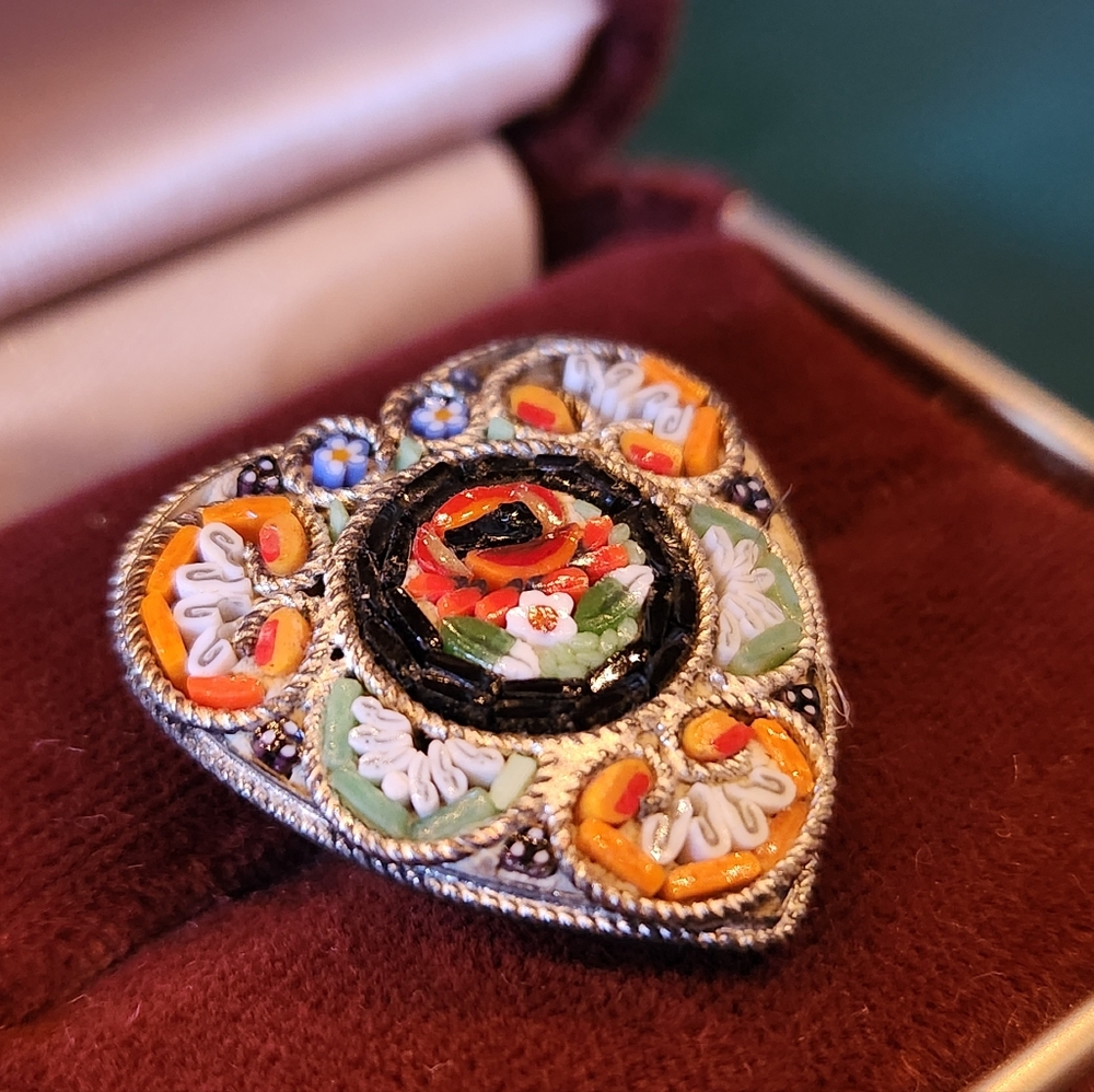 Vintage Italy Mini Mosaic Heart-Shaped Brooch